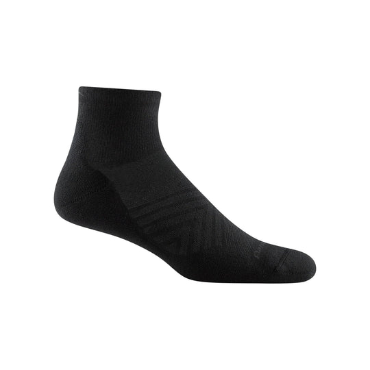 Black ankle running sock shown in side view