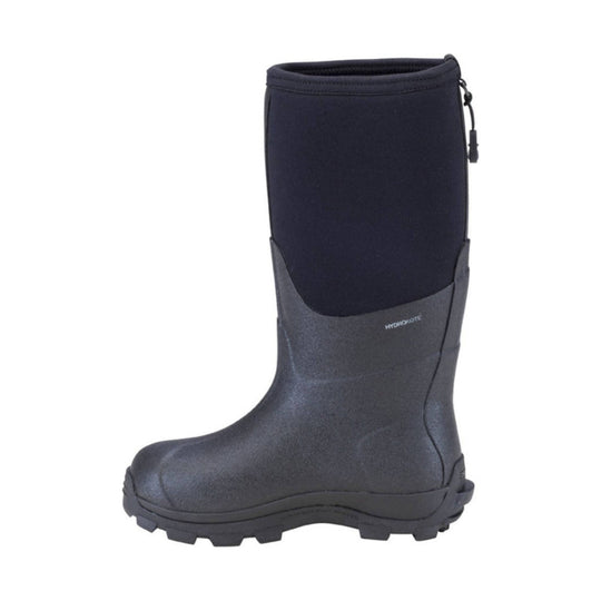 Black insulated rubber boot with a tall neoprene shaft and treaded sole