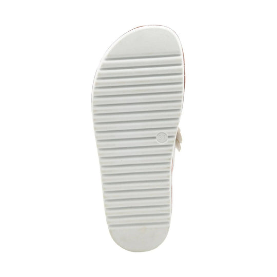 White sandal outsole with horizontal tread lines and size mark 37