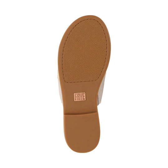 Tan shoe sole with a small FRYE logo near the heel
