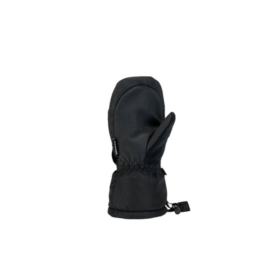 Black insulated mittens with a wrist cinch
