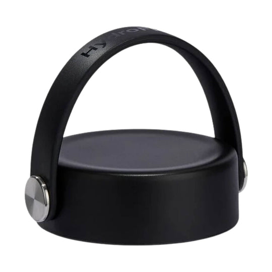 Black insulated mug with a curved carry handle