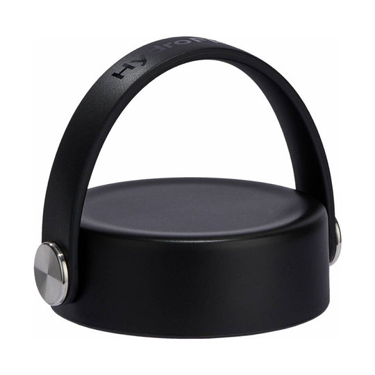 Black insulated tumbler-style cup with arched handle and metallic side accents