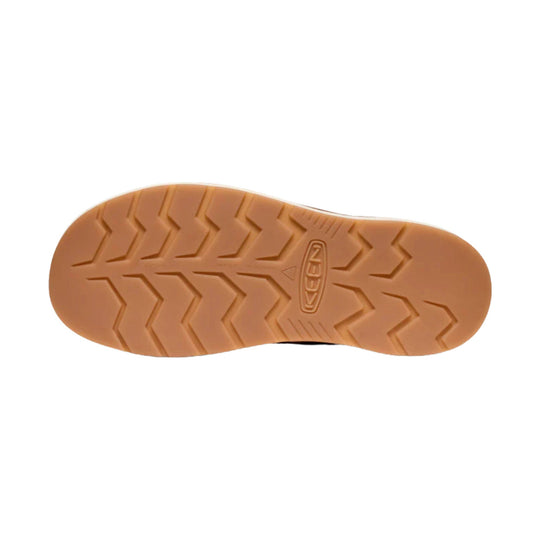 Tan rubber boot outsole with zigzag tread and KEEN logo