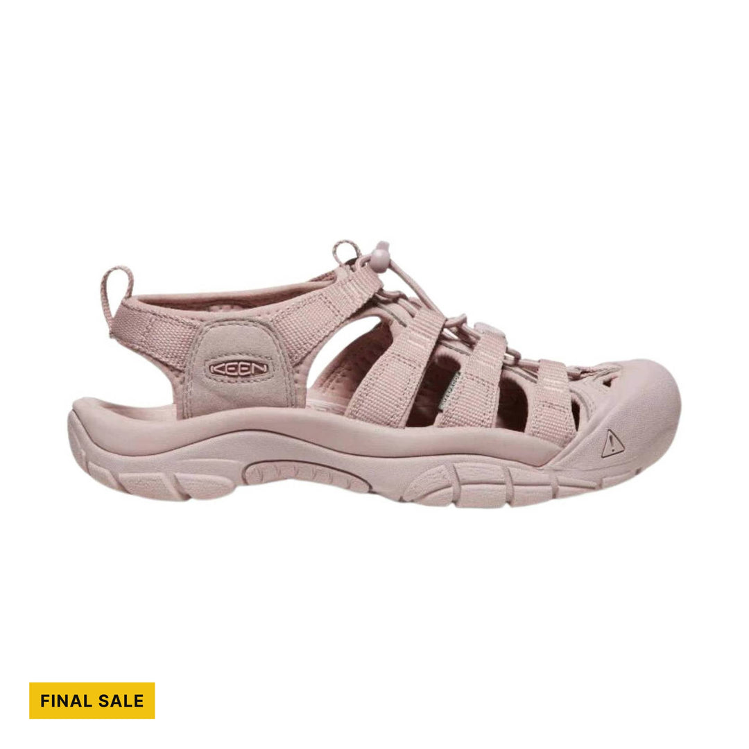 Light pink closed-toe hiking sandal with bungee laces, side cutouts, and a yellow FINAL SALE label