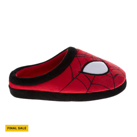 Red Spider-Man slipper with black trim and web pattern
