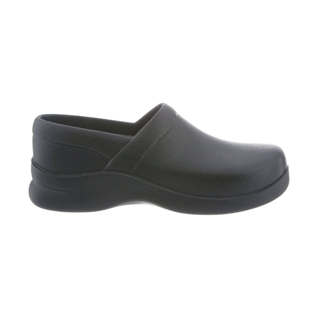 Black closed-back clog with a slip-resistant sole