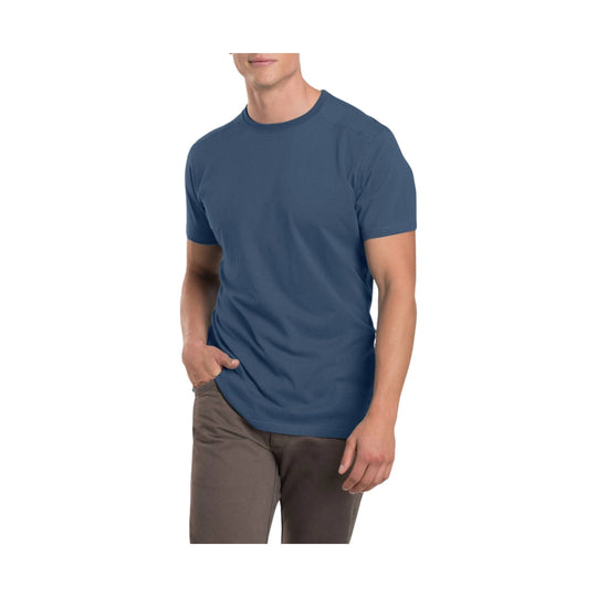 Men's blue crewneck short-sleeve T-shirt with a relaxed fit