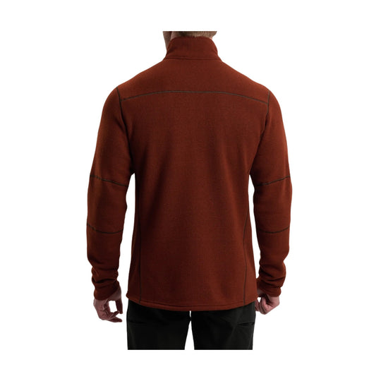 Rust-colored quarter-zip fleece jacket shown from the back