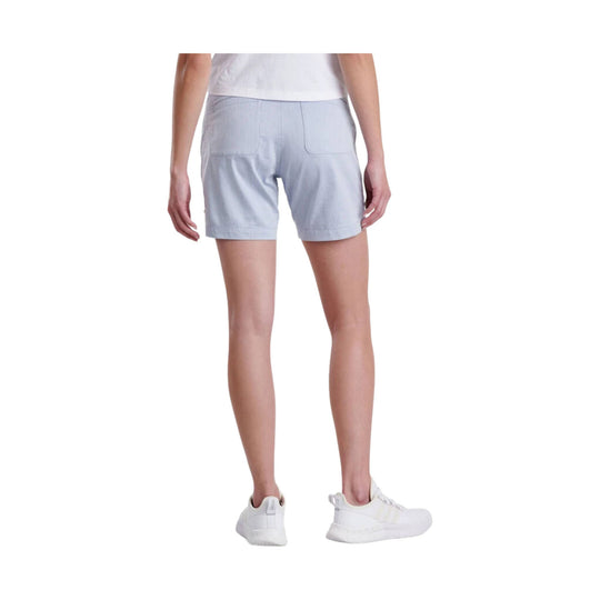 Light blue women’s shorts shown from the back with patch pockets