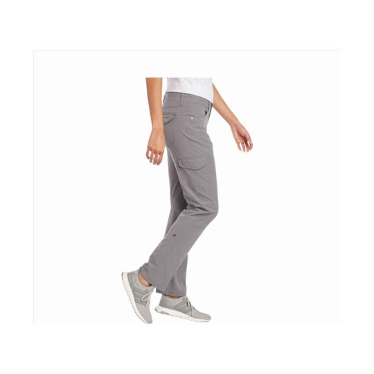 Gray roll-up pants with cargo pockets, shown on a model with gray sneakers