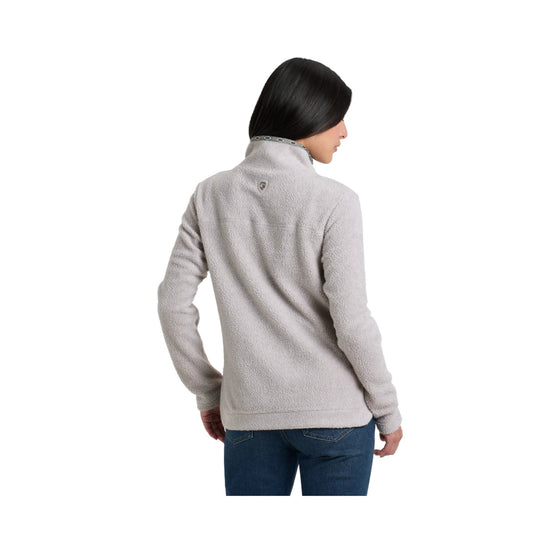 Light gray fleece half-snap pullover shown from the back