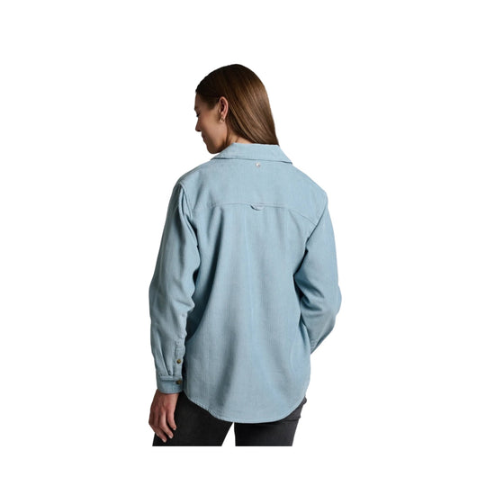 Light blue corduroy long-sleeve shirt shown from the back