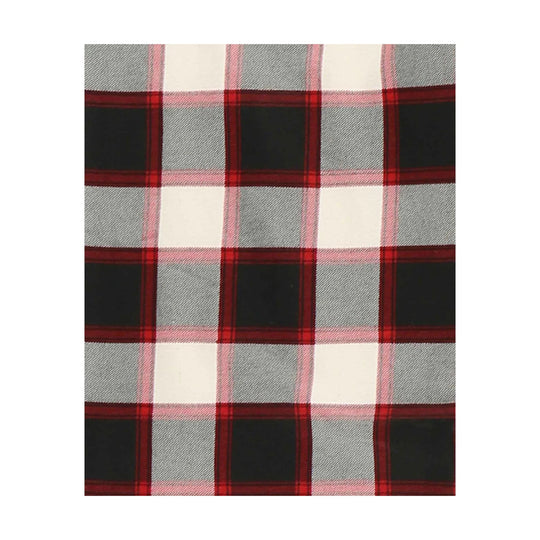Black, red, and gray plaid fabric pattern