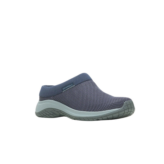 Slip-on navy mesh clog-style shoe with gray sole and visible Merrell logo