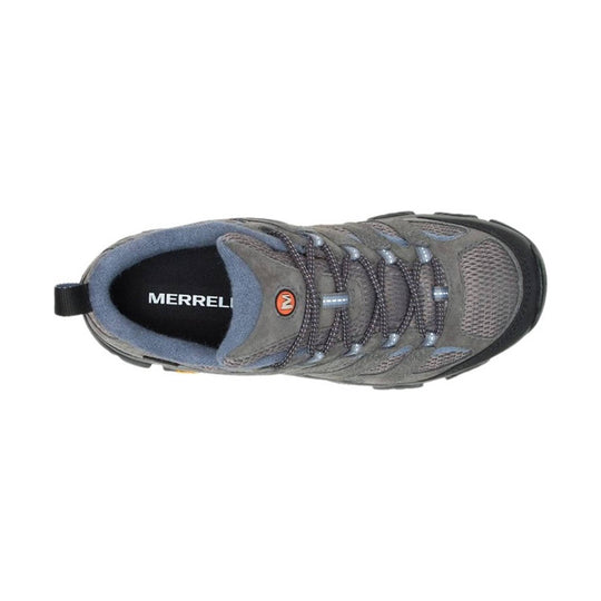 Gray low-cut hiking shoe with mesh panels, bungee laces, and pull tab