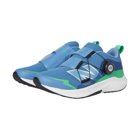 Blue kids' athletic sneakers with BOA dial closure and white midsoles