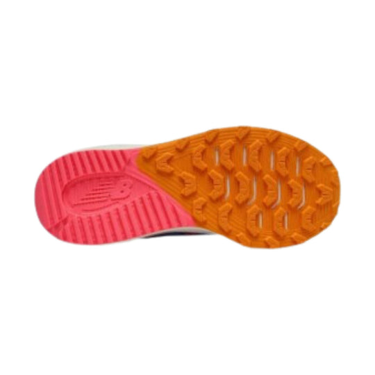 Pink and orange sneaker outsole with a textured tread and embossed NB logo