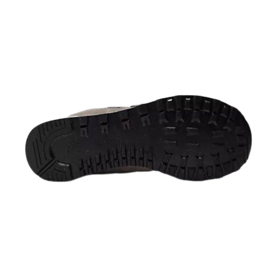 Black lugged rubber shoe outsole with deep traction treads