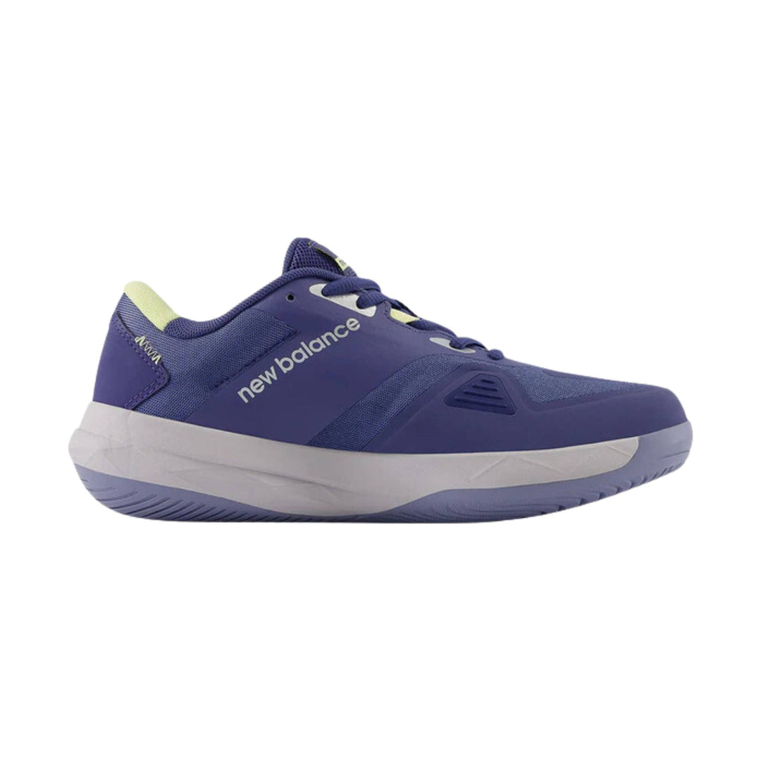 Purple low-profile tennis shoe with white midsole and visible New Balance logo