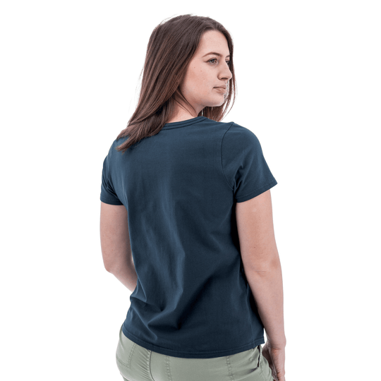 Dark navy short-sleeve T-shirt shown from the back