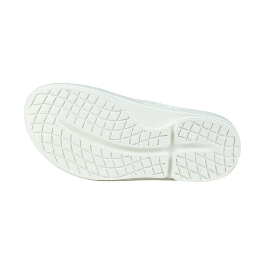 White foam slide sandal outsole with grid tread pattern