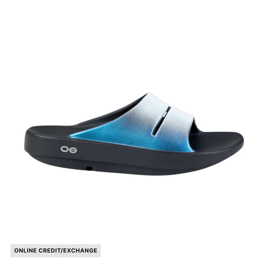 OOfos Women's OOahh Luxe Slide - Frost - ONLINE CREDIT/EXCHANGE - Lenny's Shoe & Apparel