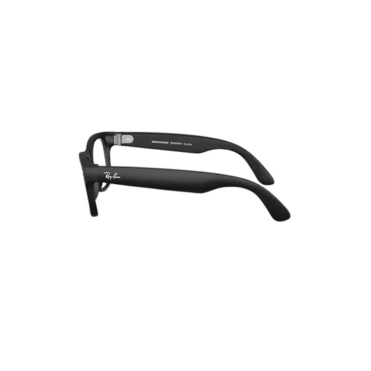 Black rectangular eyeglass frames with visible Ray-Ban logo on the temple