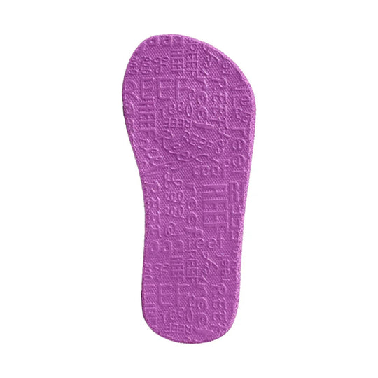 Purple textured flip-flop footbed with embossed pattern