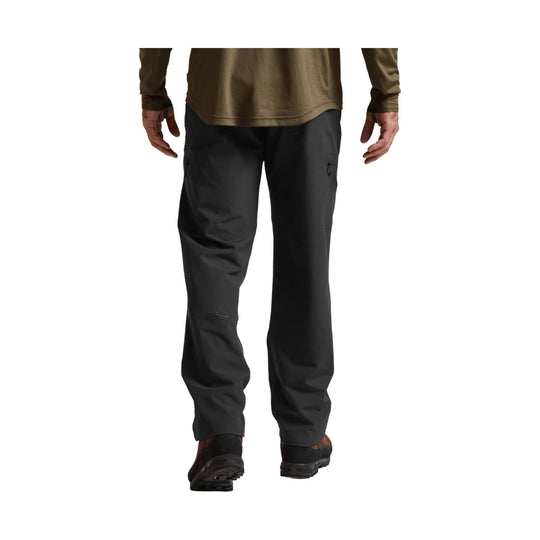 Black straight-leg hiking pants shown from the back