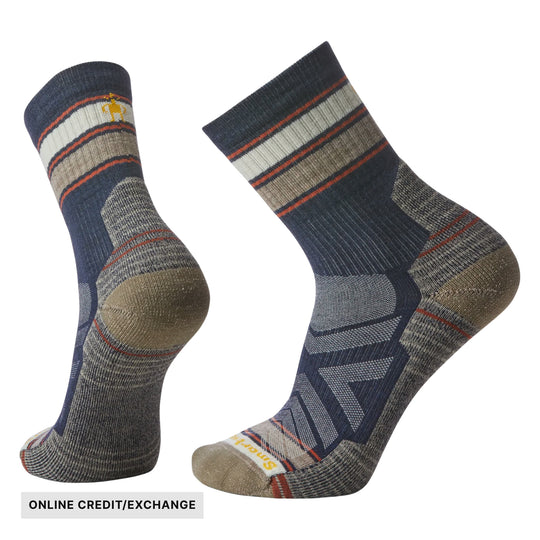 Smartwool Men's Hike Light Cushion Striped Mid Crew Socks - Deep Navy - ONLINE CREDIT/EXCHANGE - Lenny's Shoe & Apparel