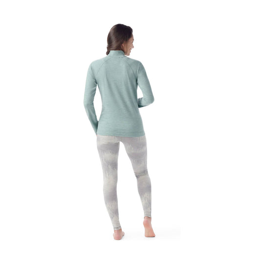 Light blue heathered long-sleeve quarter-zip base layer shown from the back