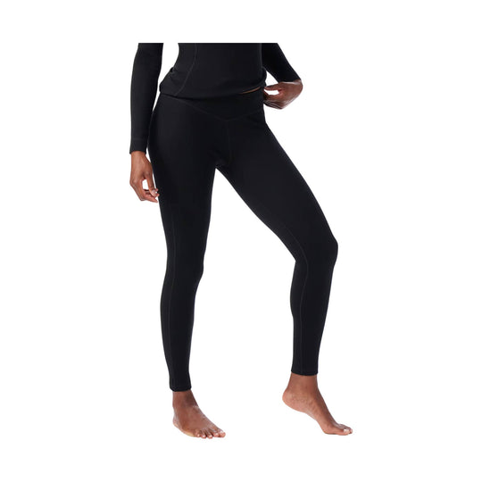 Black full-length women’s thermal leggings with a high waist and visible seam details