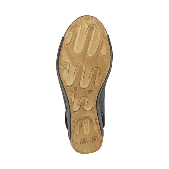 Tan shoe outsole with textured tread and size 37 marking