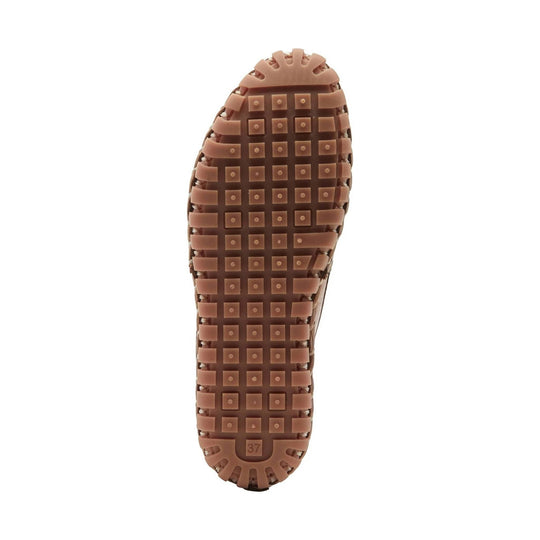 Brown shoe outsole with square tread pattern and size 37 marking