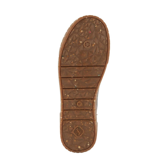 Brown textured shoe sole with size 37 marking and logo details