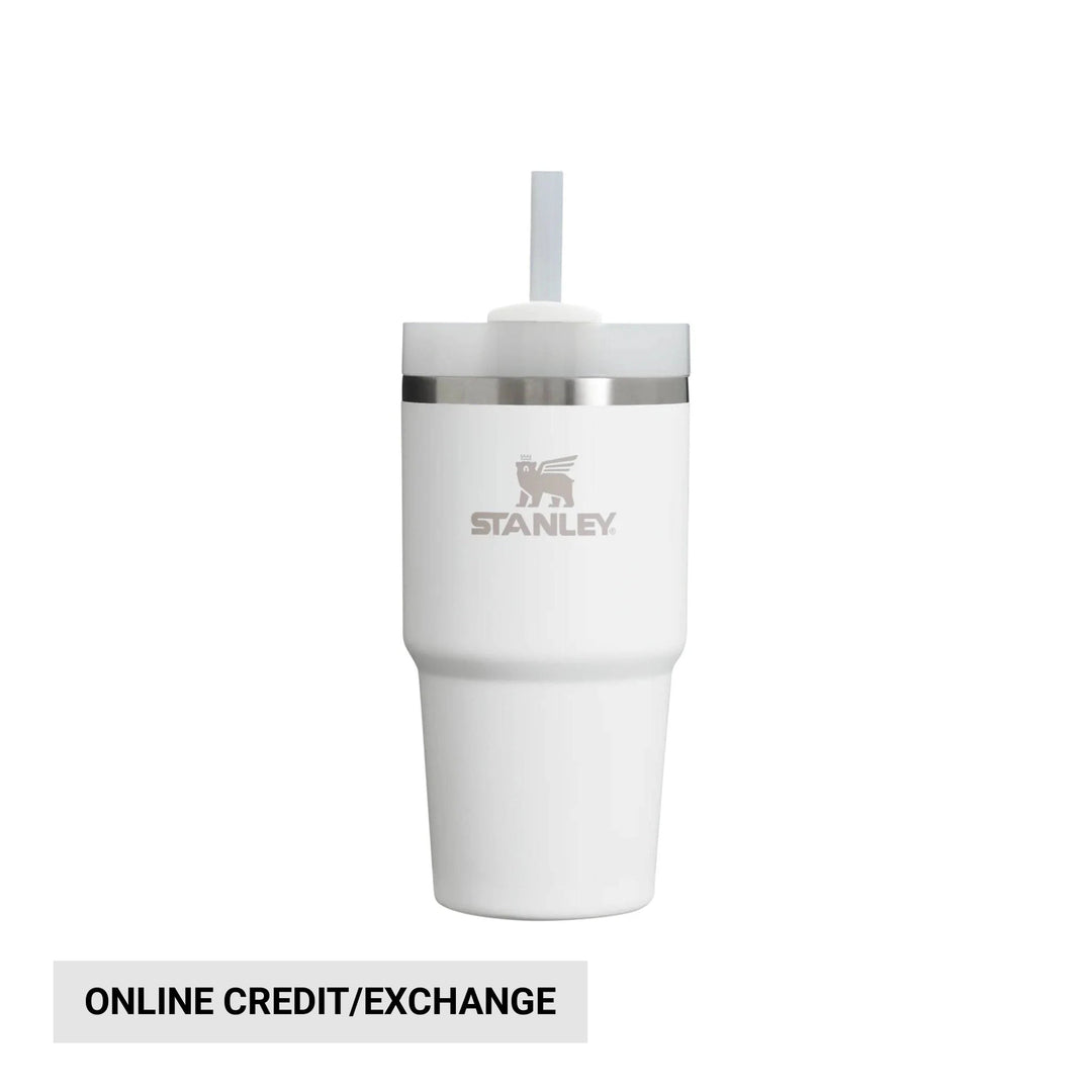 White insulated tumbler with lid and straw