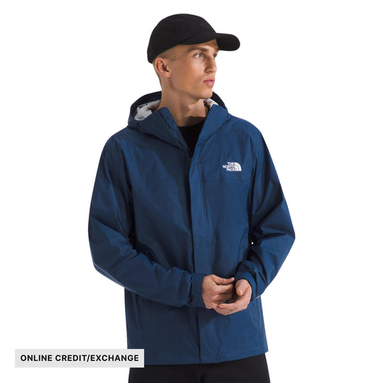 Blue hooded jacket with front zipper