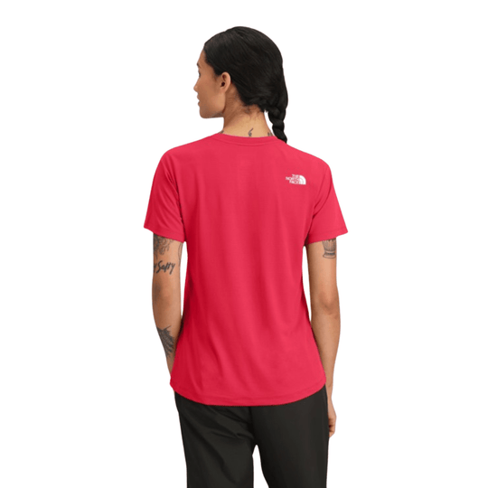Red short-sleeve athletic tee shown from the back, with a small logo on the upper back.