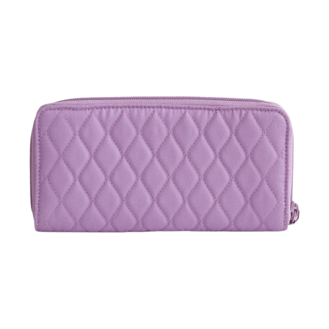 Lavender quilted zippered continental wallet