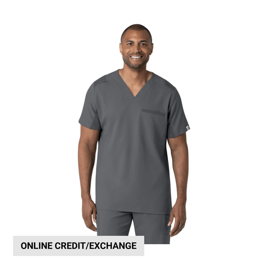 Wink Men's Utility V Neck Scrub Top - Pewter - Lenny's Shoe & Apparel