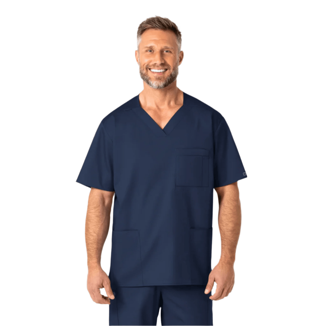 Wink Men's V Neck Scrub Top - Navy Blue - Lenny's Shoe & Apparel