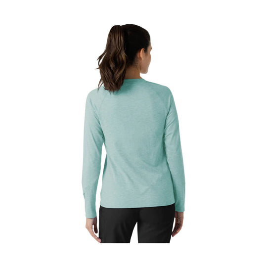 Light blue long-sleeve crewneck top shown from the back