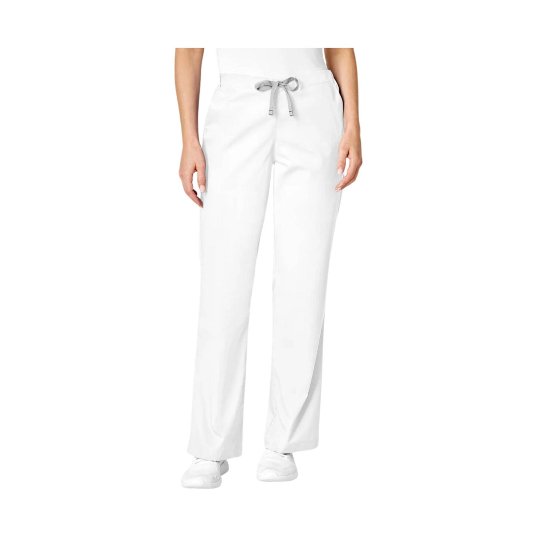 White wide-leg scrub pants with drawstring waist