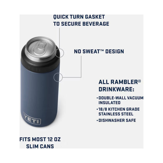 YETI Rambler 12 oz Colster Slim Can Cooler - Navy - Lenny's Shoe & Apparel