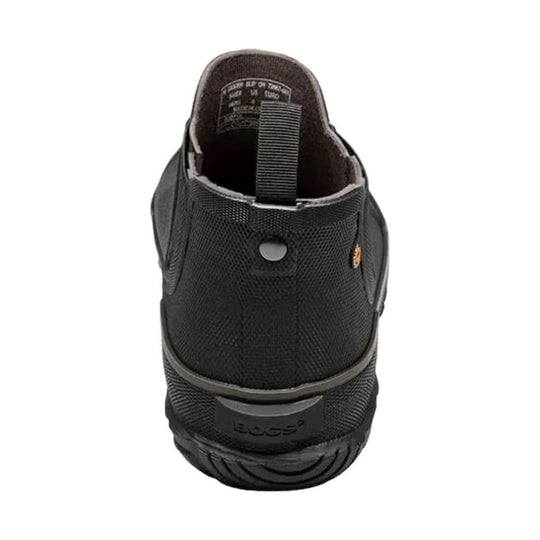 Black slip-on rubber work boot with a mesh upper and pull tab, shown from the back