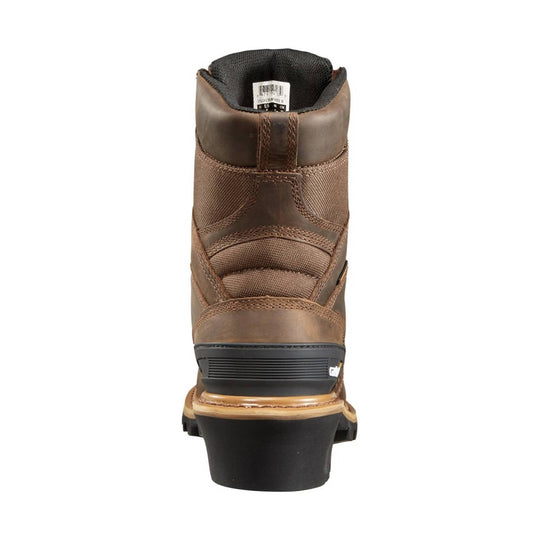 Brown insulated work boot shown from the back