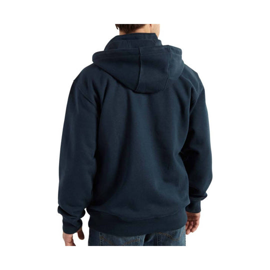 Dark navy hooded quarter-zip sweatshirt shown from the back