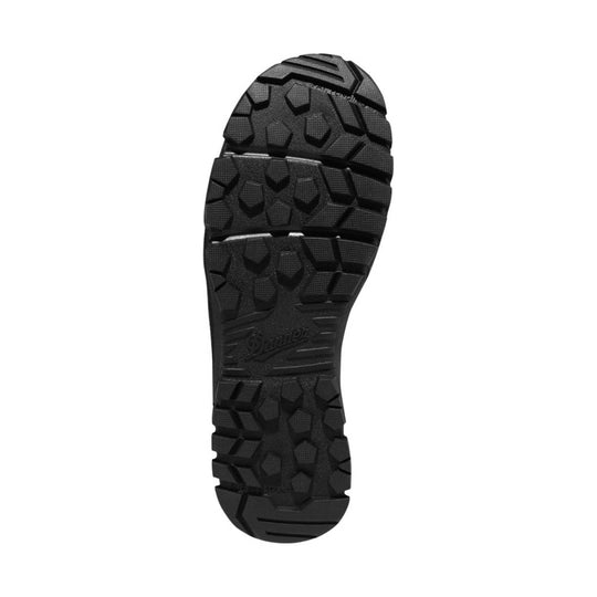 Black lugged boot outsole with Danner branding and slip-resistant marking