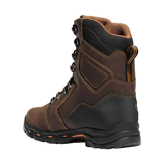 Brown and black insulated lace-up work boot with rugged tread